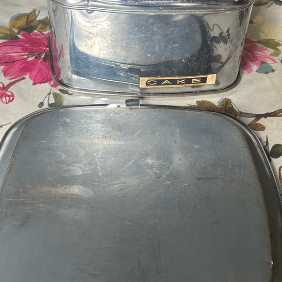 Vintage MCM Lincoln Beautyware Square Cake Cover Serving Carrier Pan chrome USA - Picture 11 of 13
